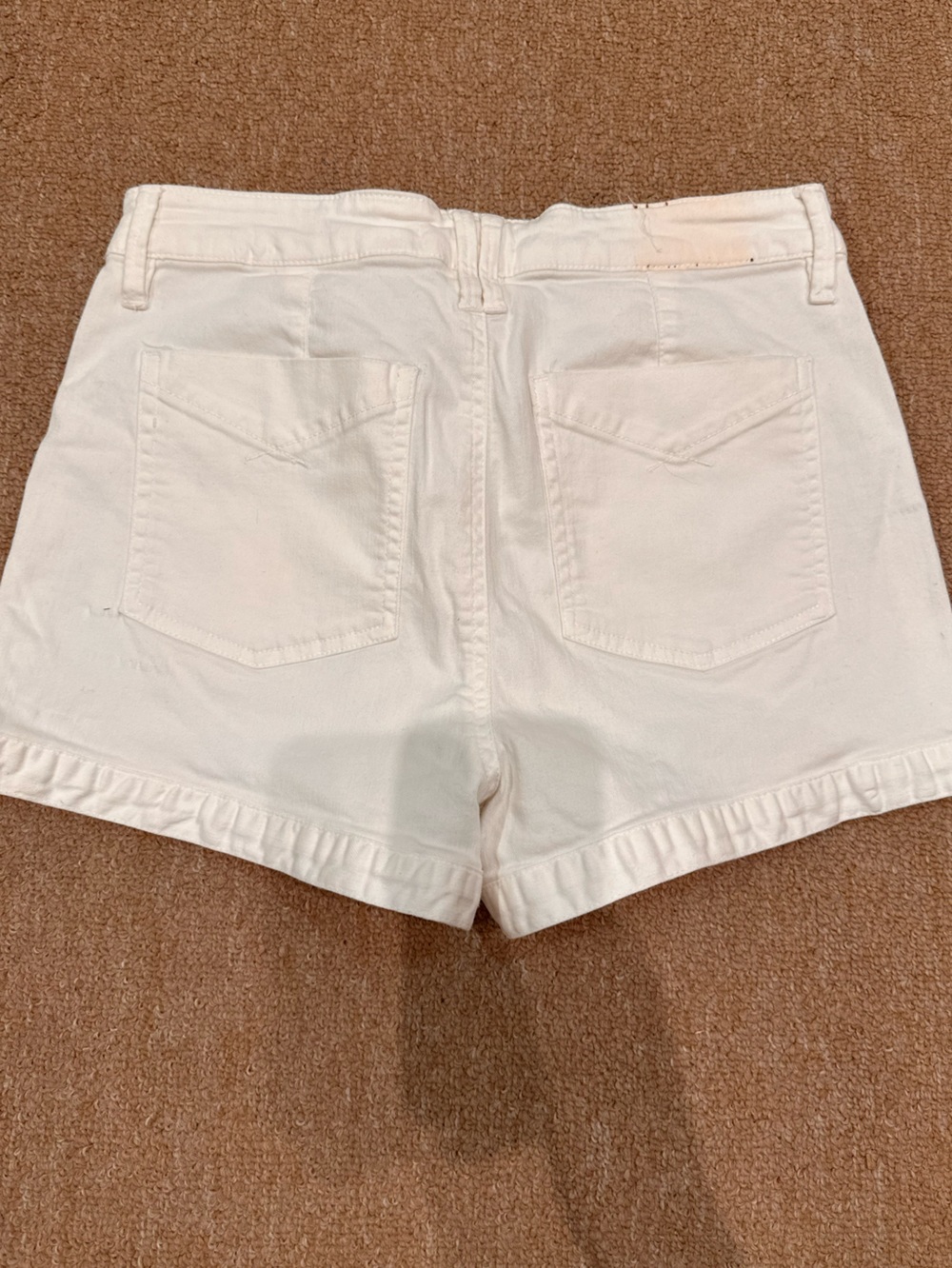 High-Rise White Denim Shorts with Front Patch Pockets - Picture 3 of 3